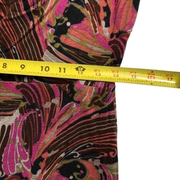 Trina Turk Raven Plumes Dress Pink Multicolor Asymmetrical Neckline Size 12 - Picture 8 of 9